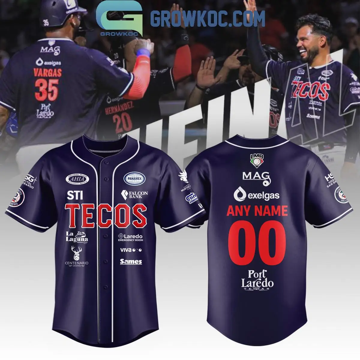 Tecolotes De Los Dos Laredos LMB Home Personalized Baseball Jersey