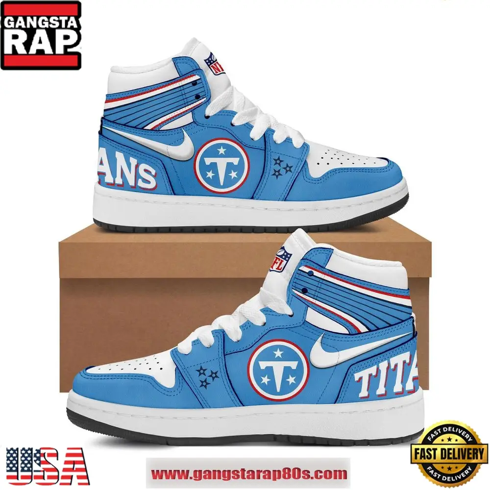 Tennessee Titans Tri-Star Shield Air Jordan 1 Sneakers Shoes