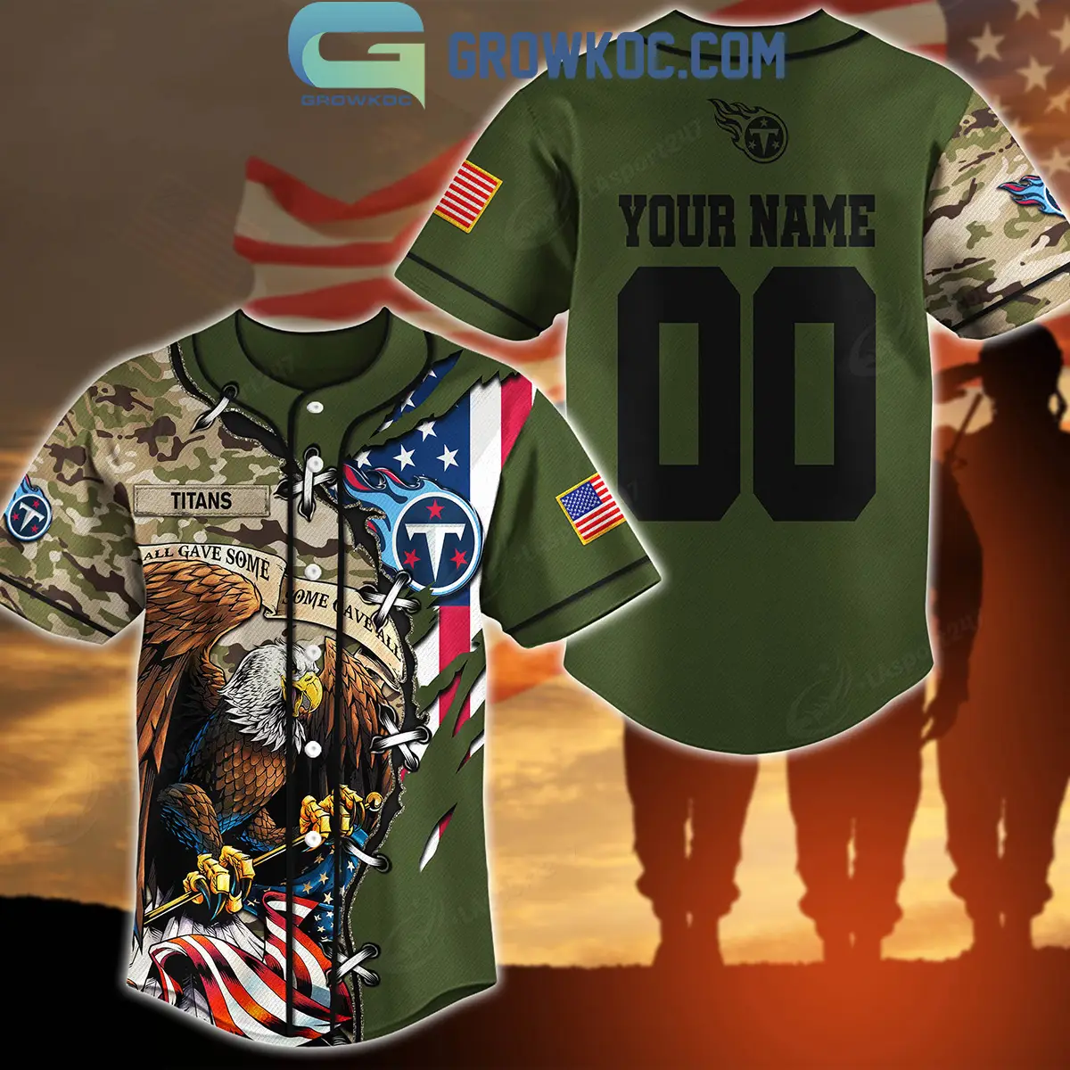 Tennessee Titans Veteran Proud Of America Personalized Baseball Jersey