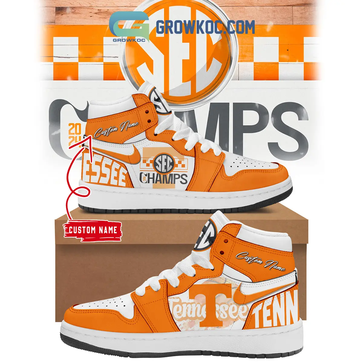 Tennessee Volunteers Basketball Team SEC Champions Personalized Air Jordan 1 Shoes