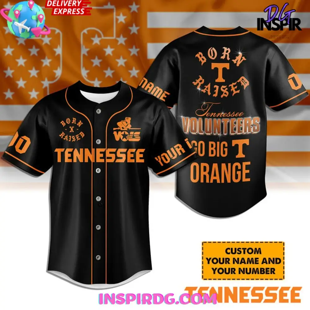 Tennessee Volunteers Born Raiser Black Baseball Jersey Tennessee Volunteers Born Raiser Black Baseball Jersey - Image 1