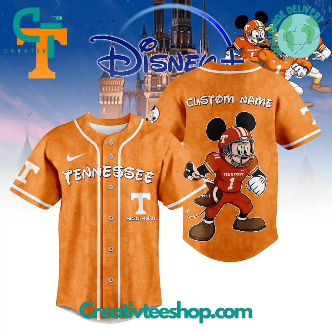 Tennessee Volunteers X Mickey Mouse Personalized Baseball Jersey