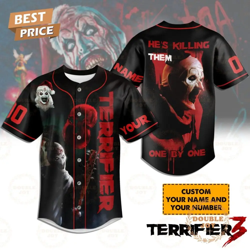 Terrifier He'S Killing Them One By One Custom Name Baseball Jersey