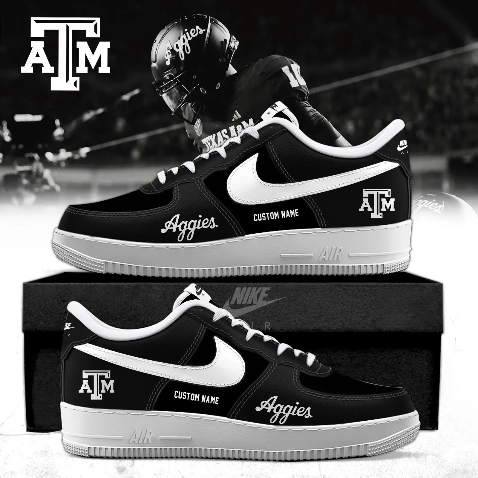 Texas A&M Aggies 2025 Blackout Special Editions Air Force 1 Sneakers | ZV92