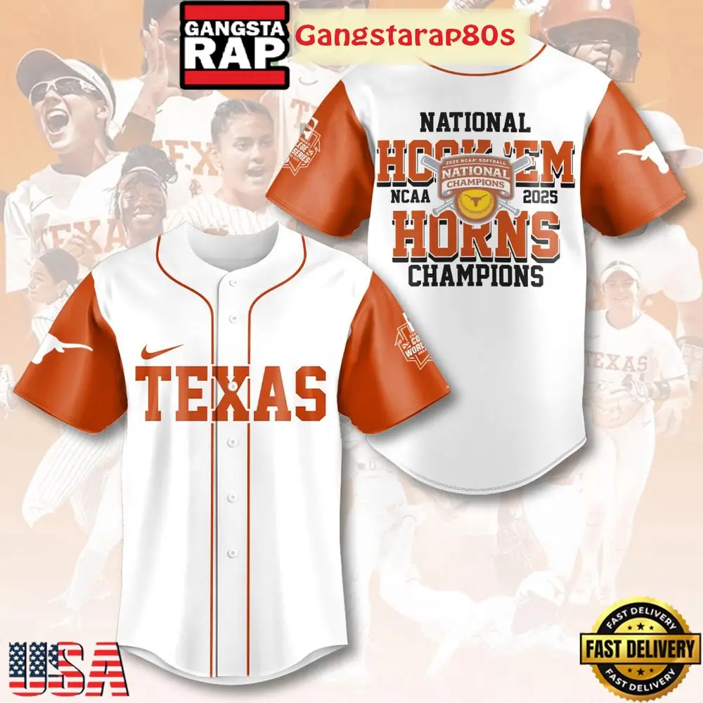 Texas Longhorns 2025 NCAA Softball Women’s College World Champions Baseball Jersey Shirt Texas Longhorns 2025 NCAA Softball Women’s College World Champions Baseball Jersey Shirt - Image 1