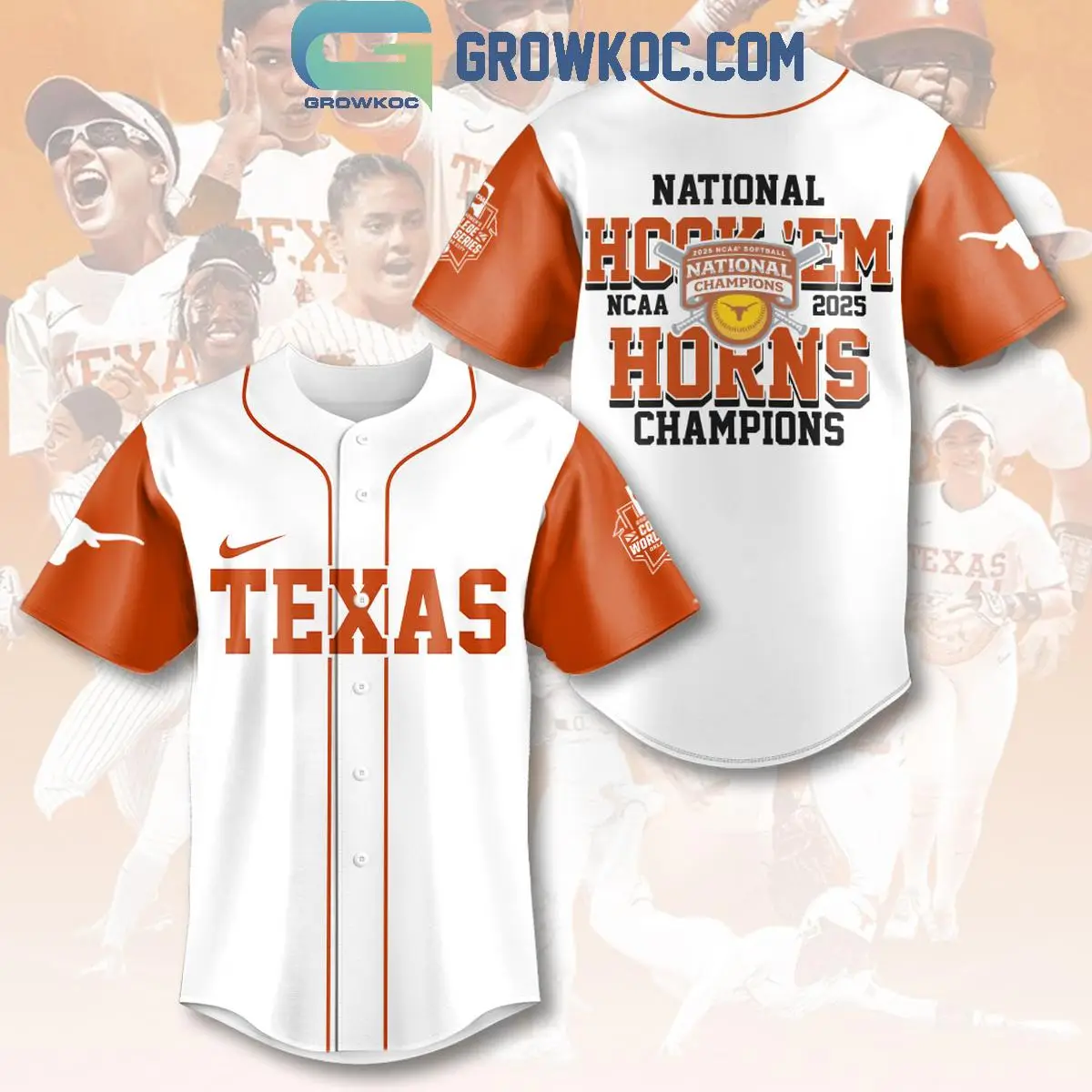 Texas Longhorns 2025 NCAA Softball Women's College World Champions Baseball Jersey