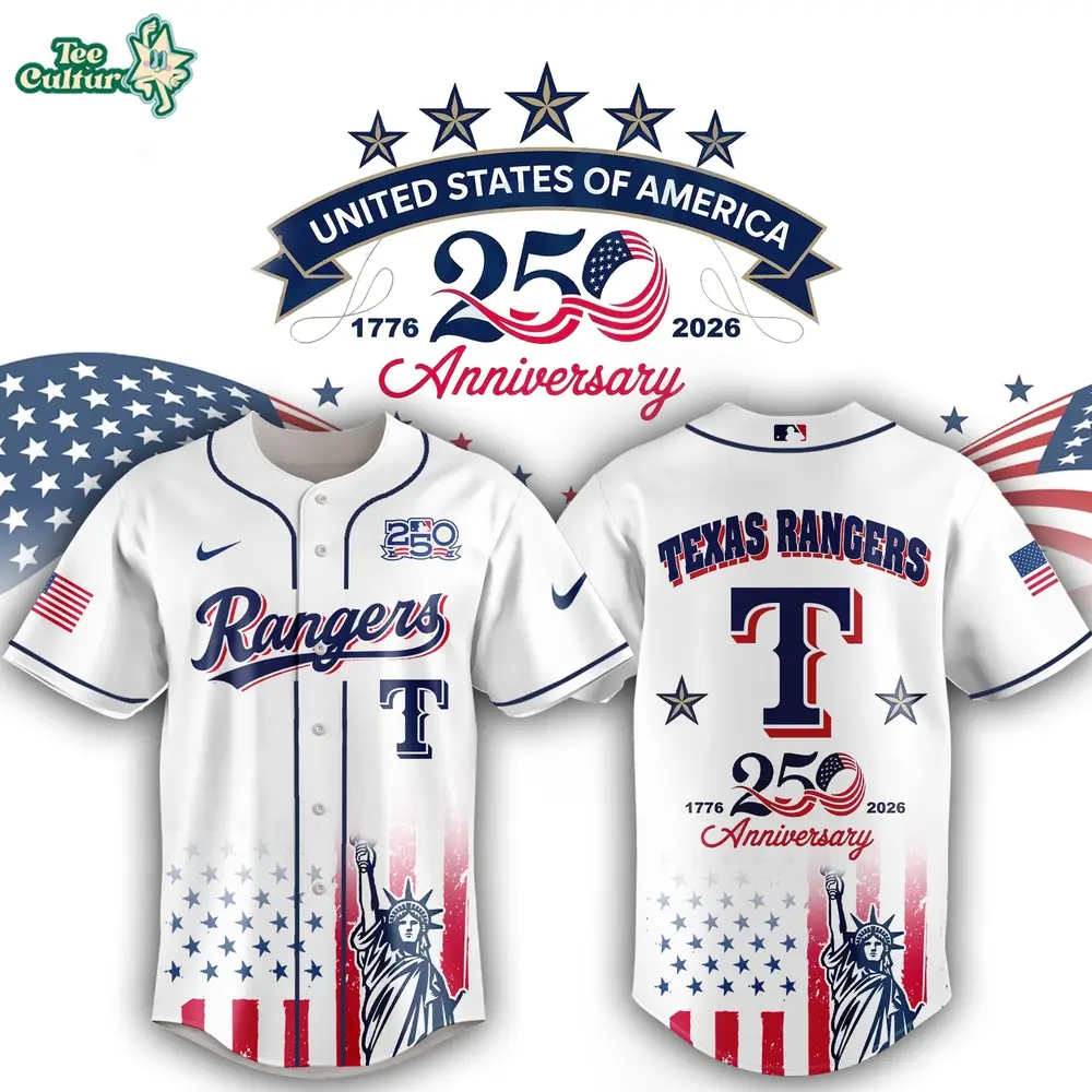 Texas Rangers 250th Anniversary United States Semiquincentennial Fan Jersey Texas Rangers 250th Anniversary United States Semiquincentennial Fan Jersey - Image 1
