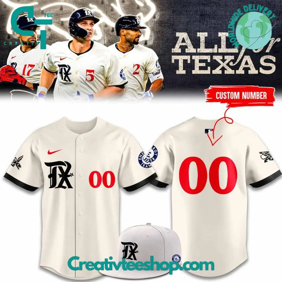 Texas Rangers City Connect "All For Texas" Personalized Baseball Jersey