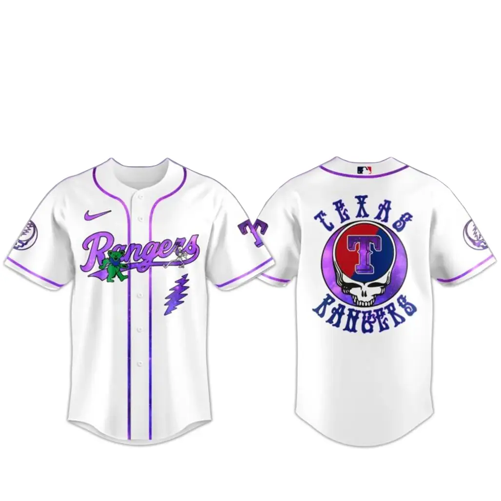 Texas Rangers Grateful Dead Night 2026 Baseball Jersey - Tazila Texas Rangers Grateful Dead Night 2026 Baseball Jersey - Tazila - Image 1