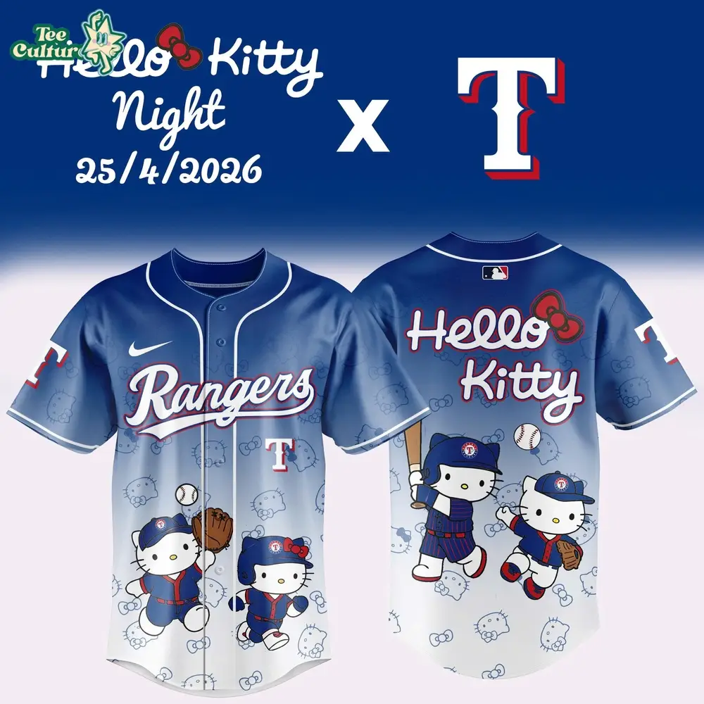 Texas Rangers Hello Kitty Night 2026 Blue White Limited Edition Baseball Jersey