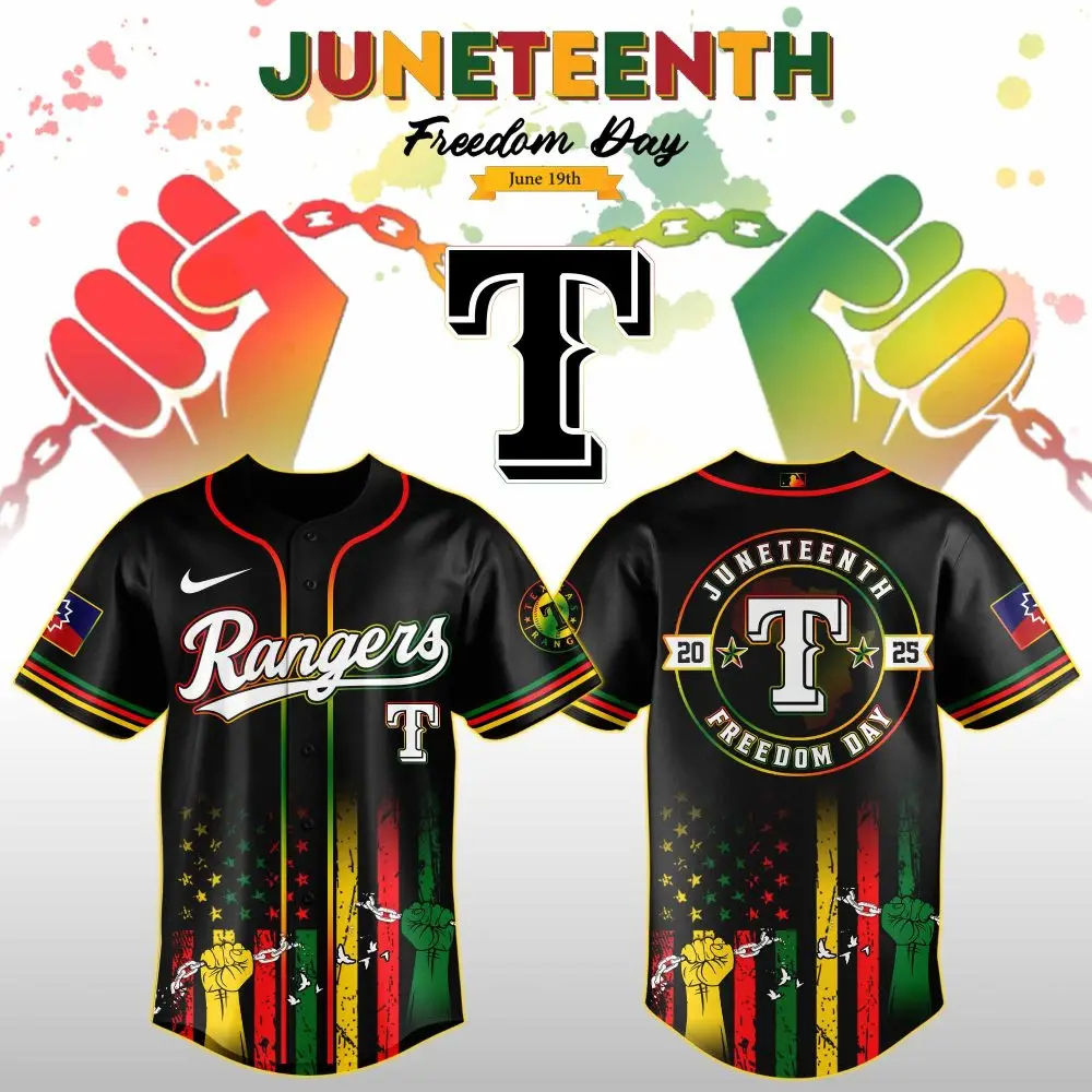 Texas Rangers Mlb X Juneteenth Day Custom Baseball Jersey Edition Custom Baseball Jersey