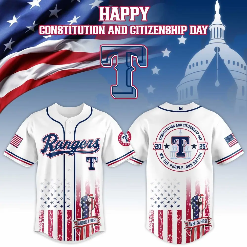 Texas Rangers Mlb X Usa Happy Constitution And Citizenship Day Custom Baseball Jersey