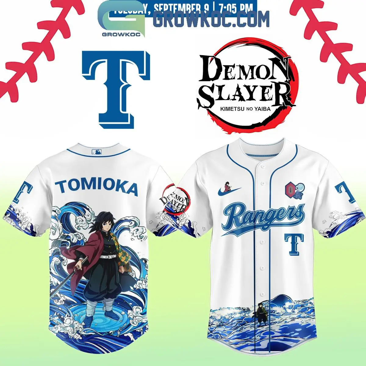 Texas Rangers Tomioka Demon Slayer 2025 Jersey
