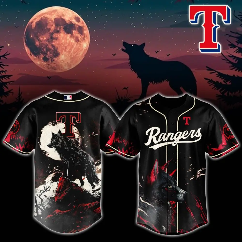 Texas Rangers Wolf Moon Jersey - Unique Design, Perfect Gift For Fans!