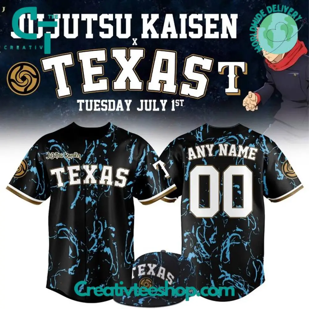 Texas Rangers X 2025 Jujutsu Kaisen Night Personalized Baseball Jersey Texas Rangers X 2025 Jujutsu Kaisen Night Personalized Baseball Jersey - Image 1
