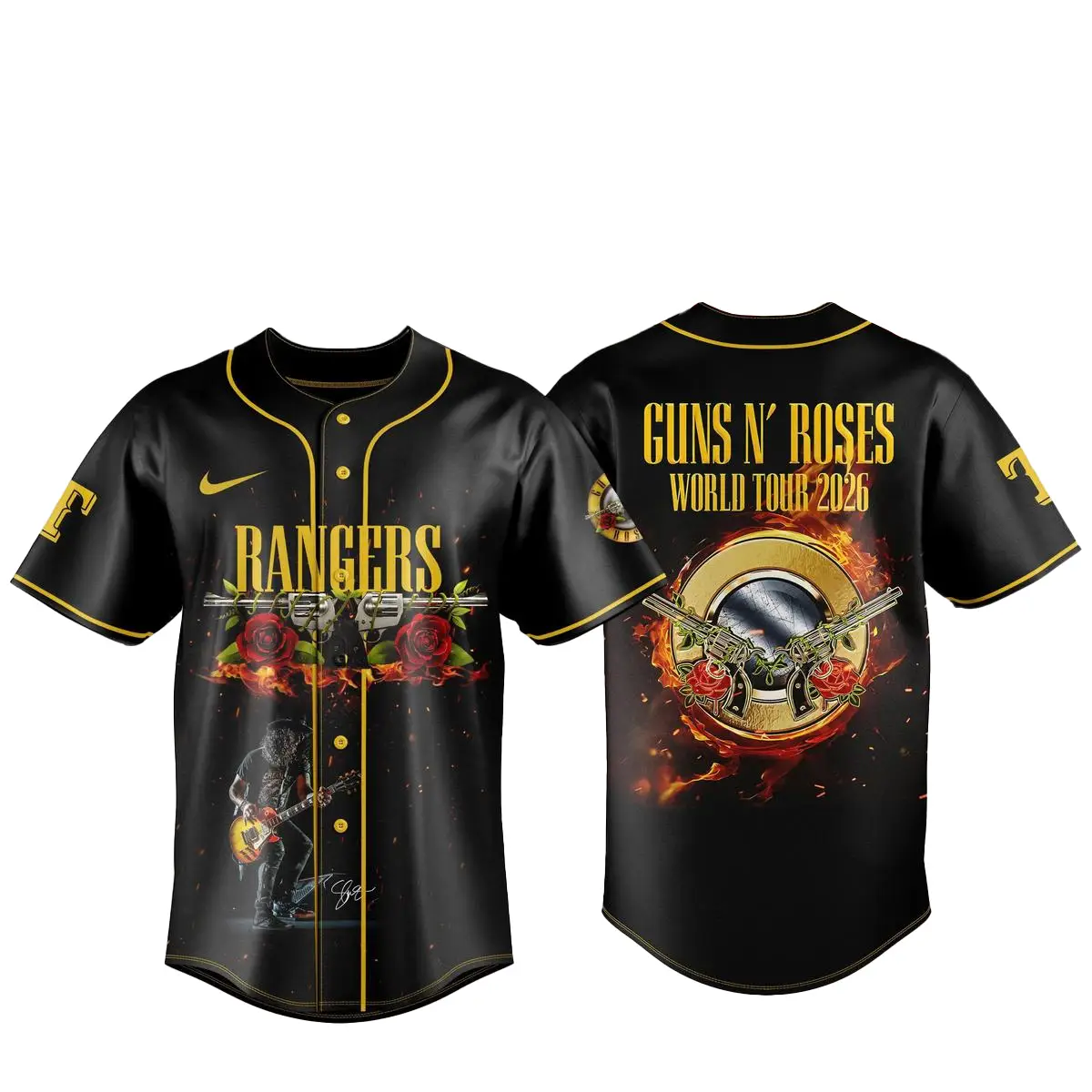 Texas Rangers x Guns N’ Roses World Tour 2026 Baseball Jersey - Tazila
