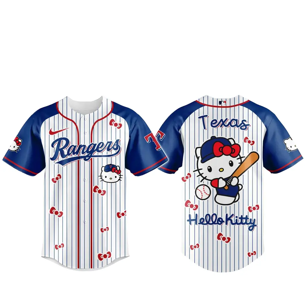 Texas Rangers x Hello Kitty 2026 And Sanrio World Baseball Jersey - Tazila