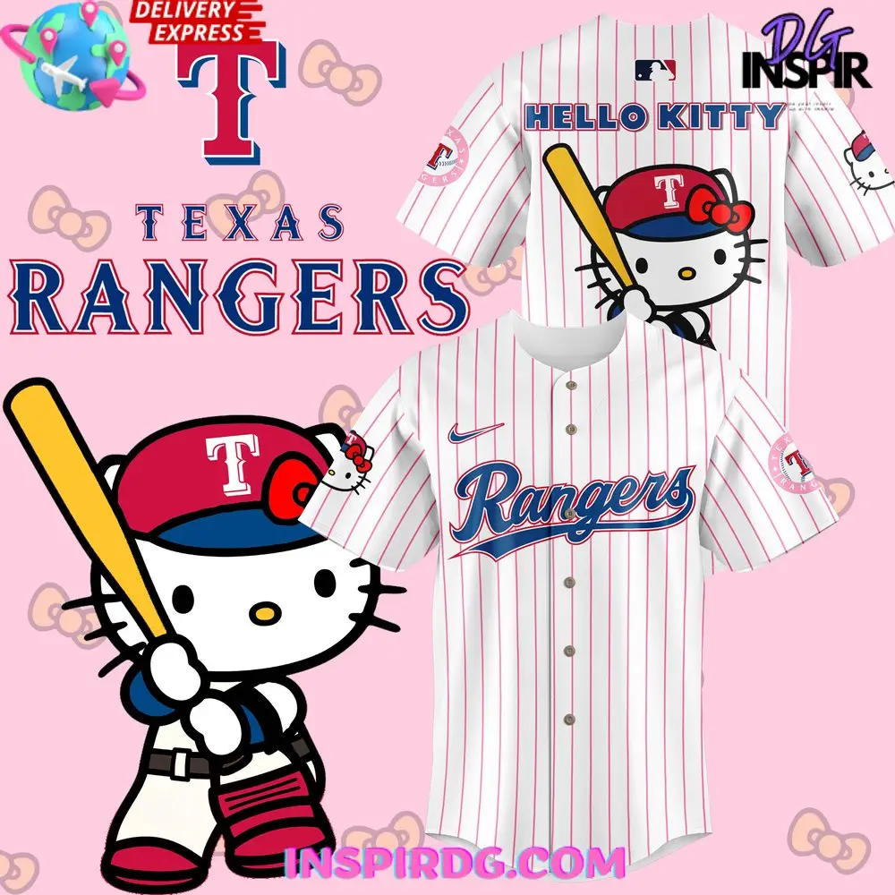 Texas Rangers X Hello Kitty Night 2024 Stripe Baseball Jersey