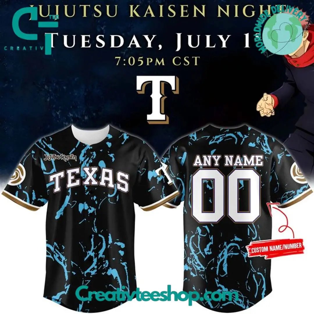 Texas Rangers X Jujutsu Kaisen Night 2025 Personalized Baseball Jersey