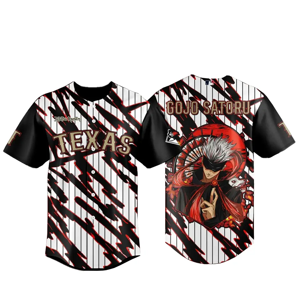 Texas Rangers x Jujutsu Kaisen Night 2026 Gojo Satoru Version 2 Baseball Jersey - Tazila
