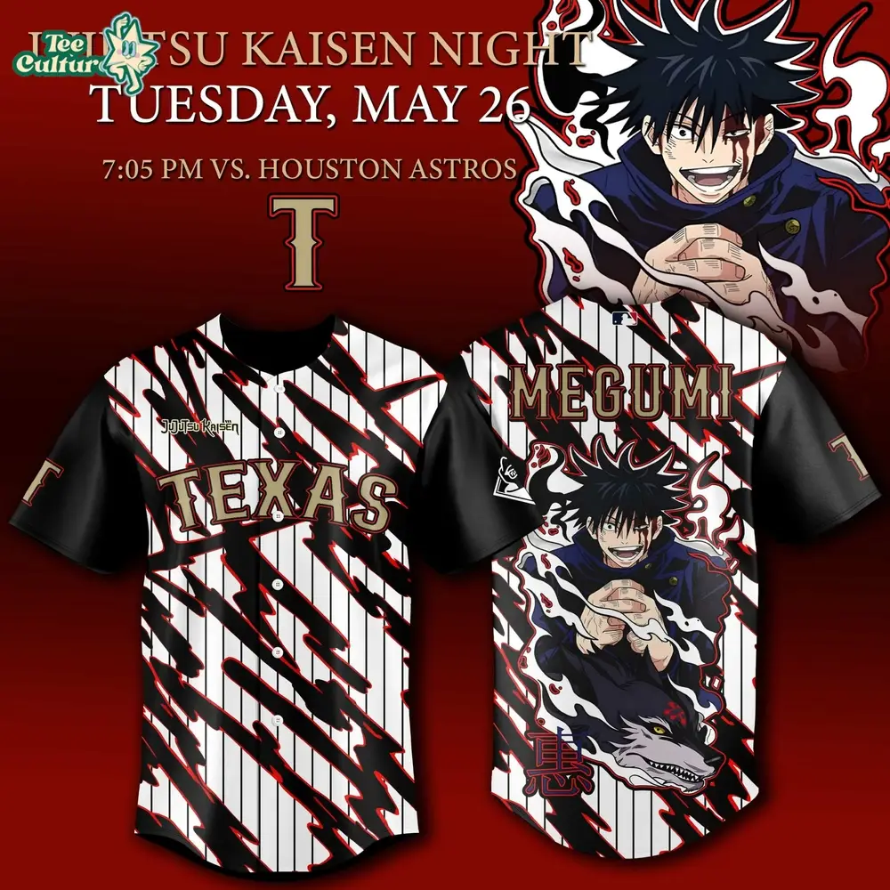 Texas Rangers x Jujutsu Kaisen Night 2026 Jersey – Megumi Variant