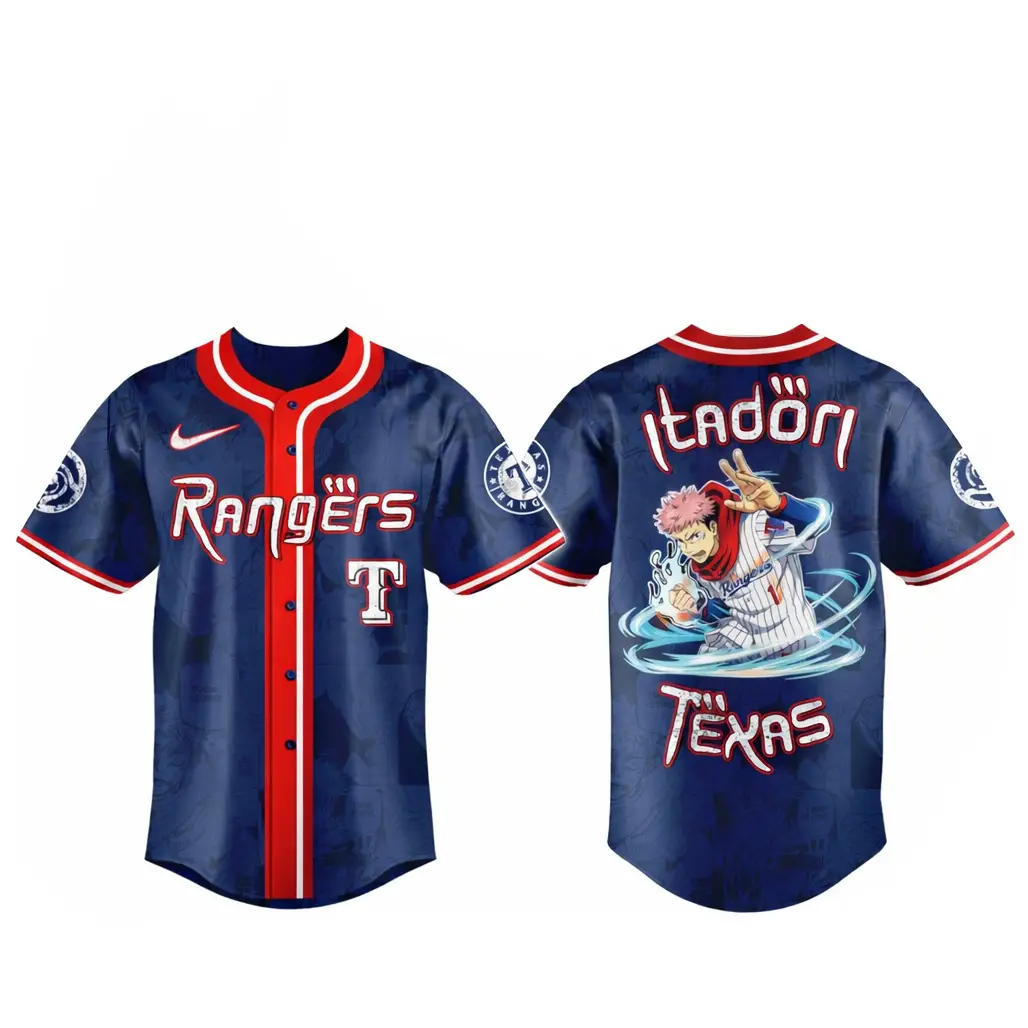 Texas Rangers x Jujutsu Kaisen Night Itadori 2026 Baseball Jersey - Tazila