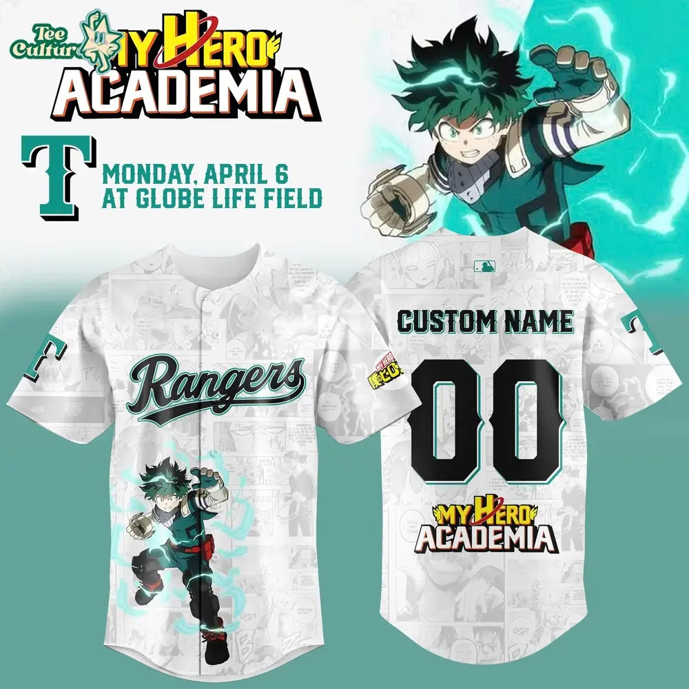 Texas Rangers x My Hero Academia Night 2026 Custom Name Baseball Jersey