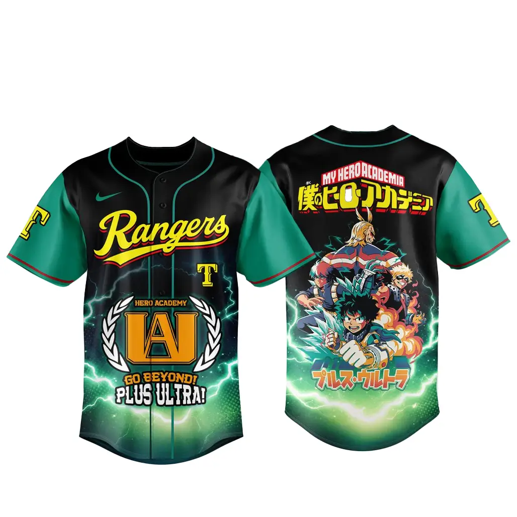 Texas Rangers x My Hero Academia Night 2026 Go Beyond Plus Ultra Baseball Jersey - Tazila
