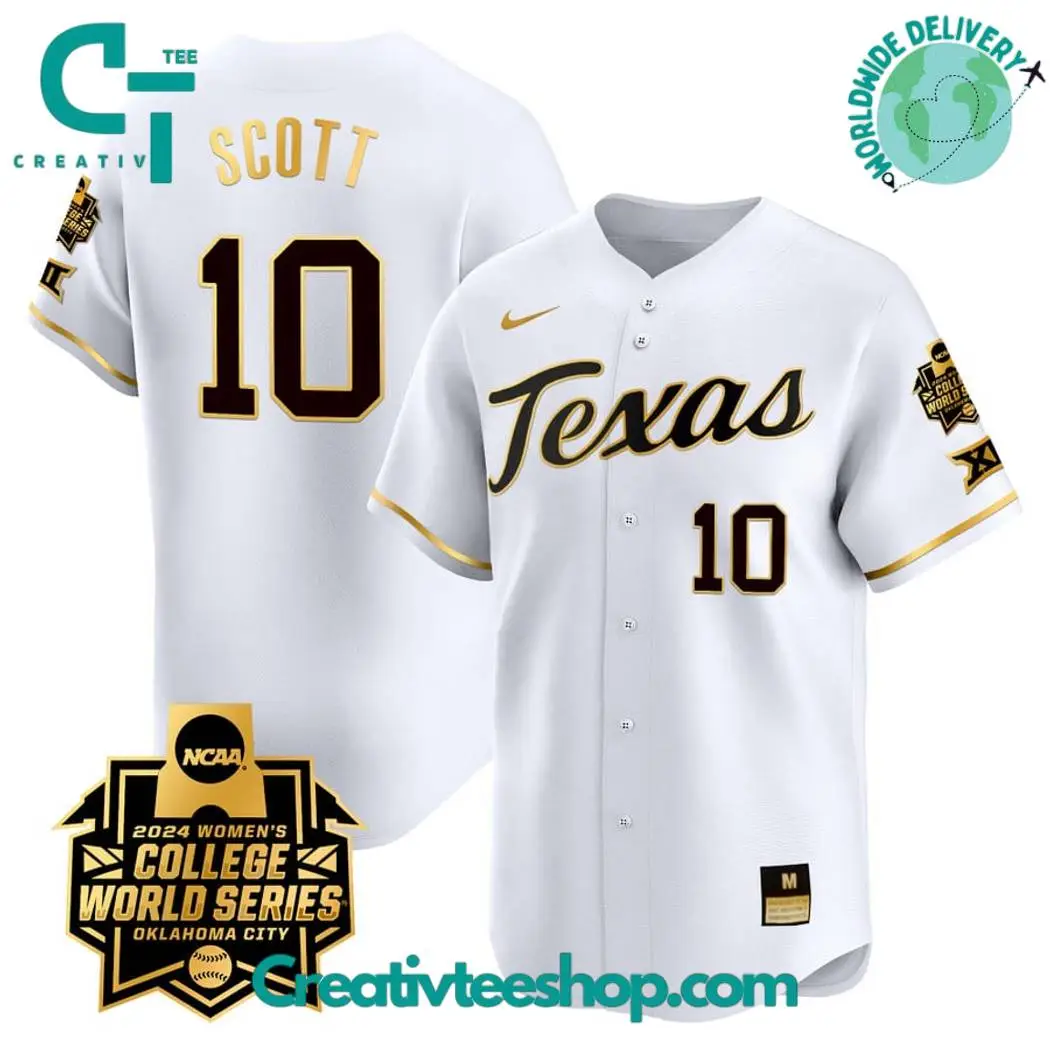 Texas Women'S College World Series Champions White Gold Baseball Jersey