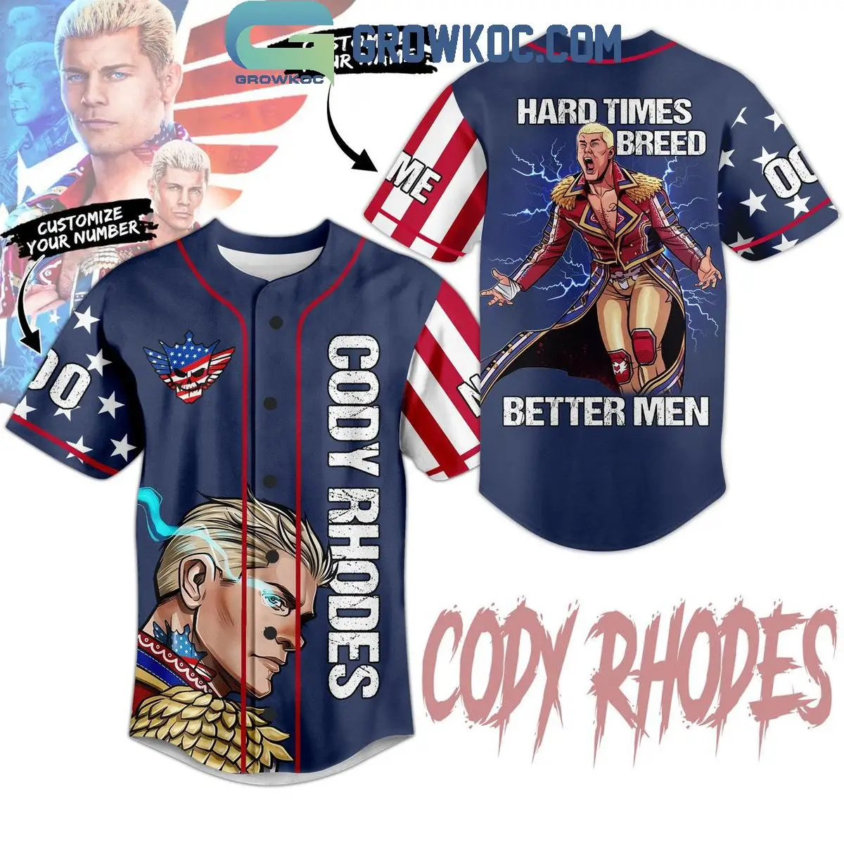 The American Nightmare Cody Rhodes Hard Times Personalized Baseball Jersey