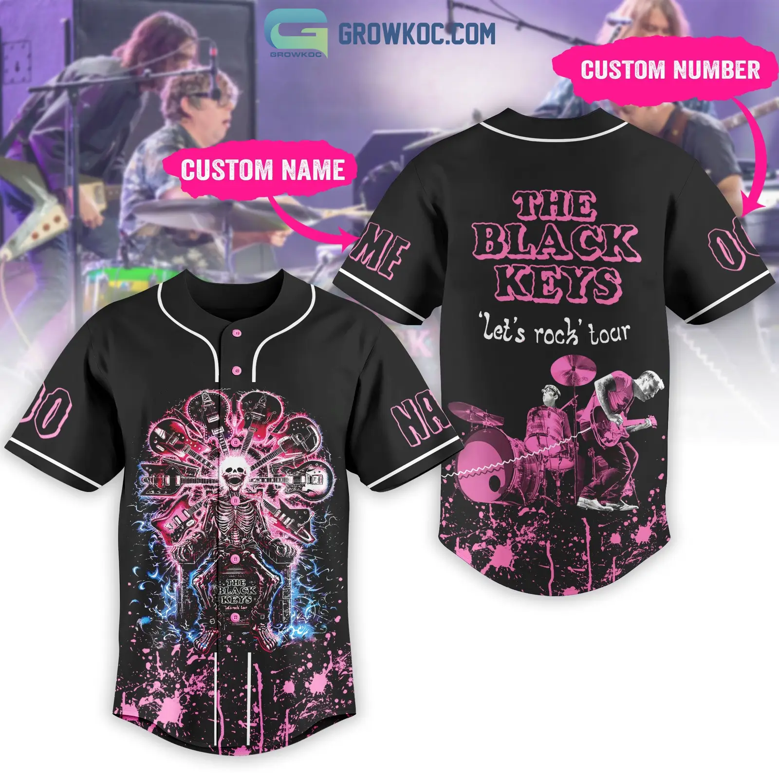 The Black Keys Let's Rock Tour Personalized Baseball Jersey