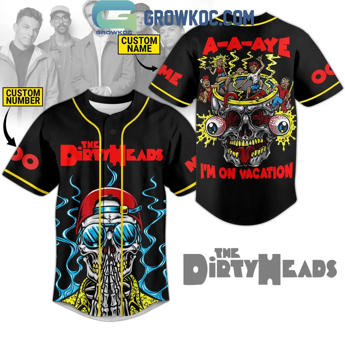 The Dirty Heads A-A-Aye I'm On Vacation Personalized Baseball Jersey