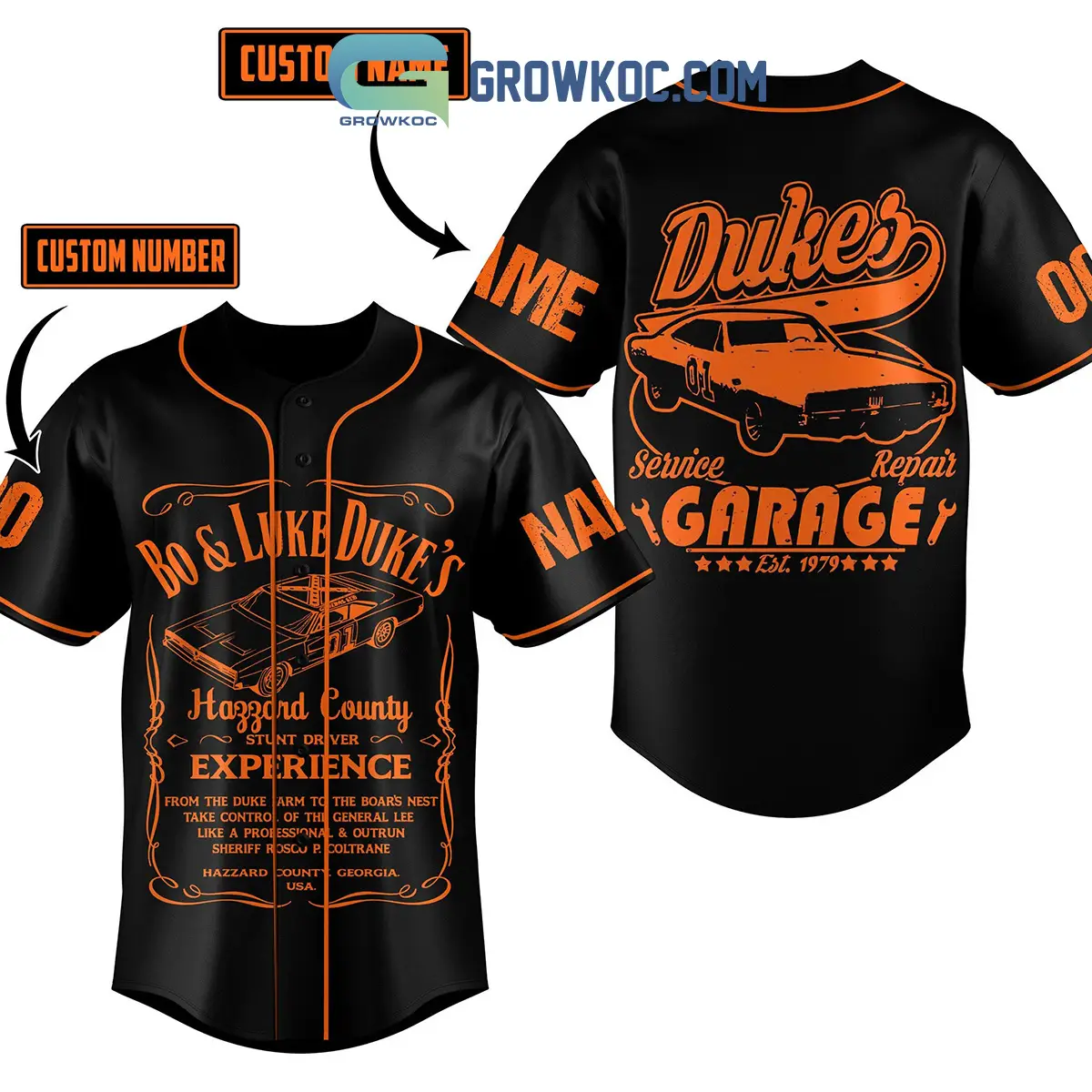 The Dukes of Hazzard Bo & Luke Duke's Personalized Baseball Jersey