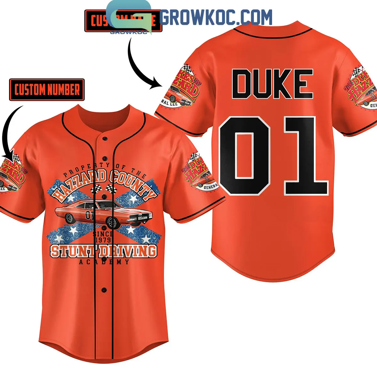 The Dukes Of Hazzard Stunt Driving Academy Orange Version Personalized Baseball Jersey