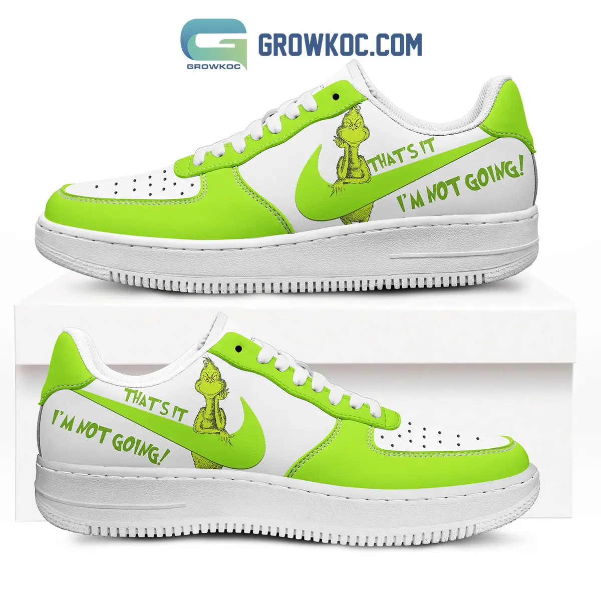 The Grinch That's It I'm Not Going Green And White Design Air Force 1 Shoes