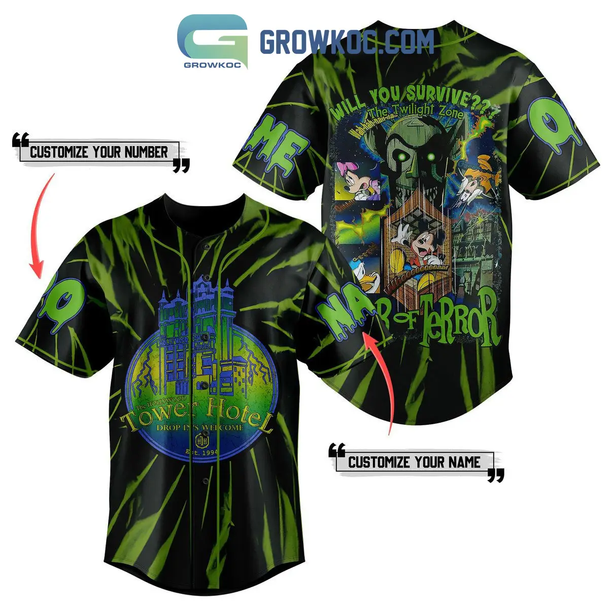 The Hollywood Tower Hotel Drop In's Welcome Personalized Baseball Jersey