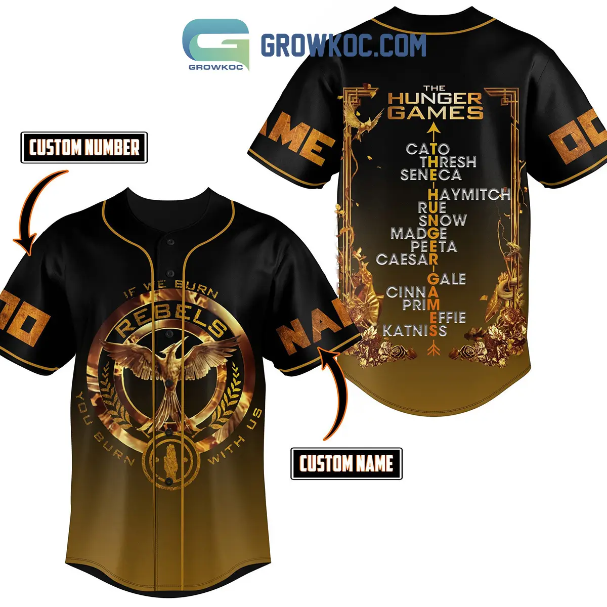 The Hunger Games If We Burn Rebels You Burn With Us Personalized Baseball Jersey