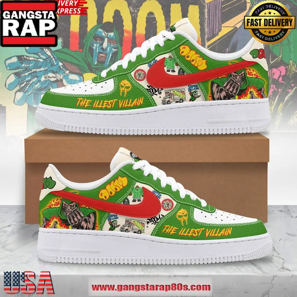 The Illest Villain MF Doom Limited Edition Air Force 1 Shoes Running Sneakers