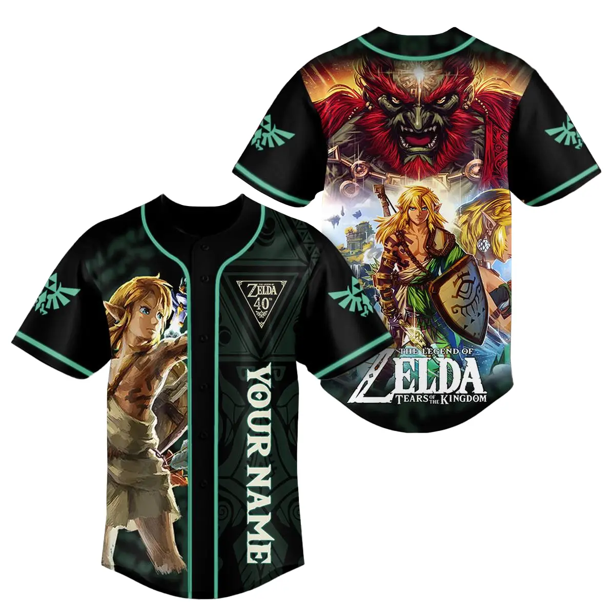 The Legend of Zelda 40th Anniversary Custom Name Baseball Jersey - Tazila