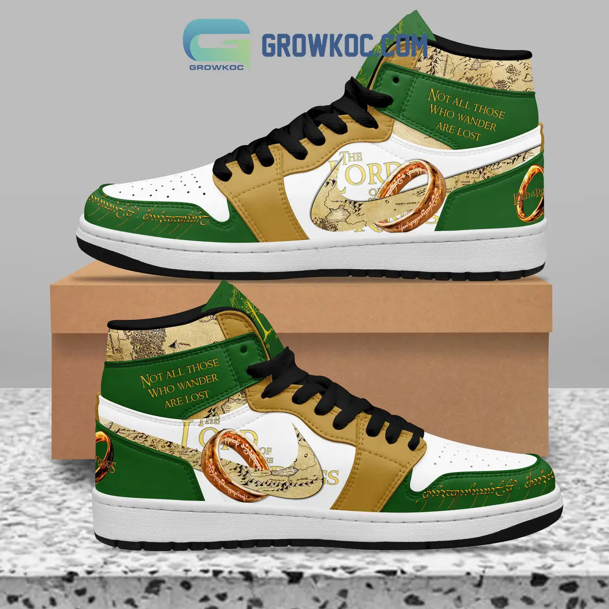 The Lord Of The Rings Not All Those Who Wander Are Lost Black Lace Air Jordan 1 Shoes