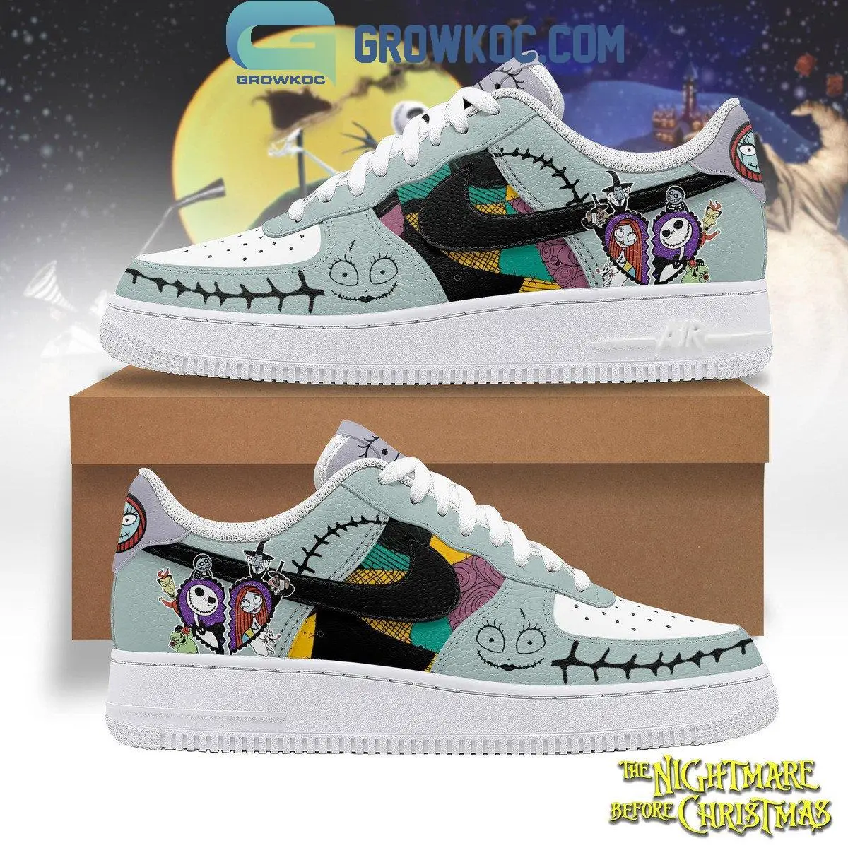 The Nightmare Before Christmas Halloween Sally And Jack Air Force 1 Shoes The Nightmare Before Christmas Halloween Sally And Jack Air Force 1 Shoes - Image 1