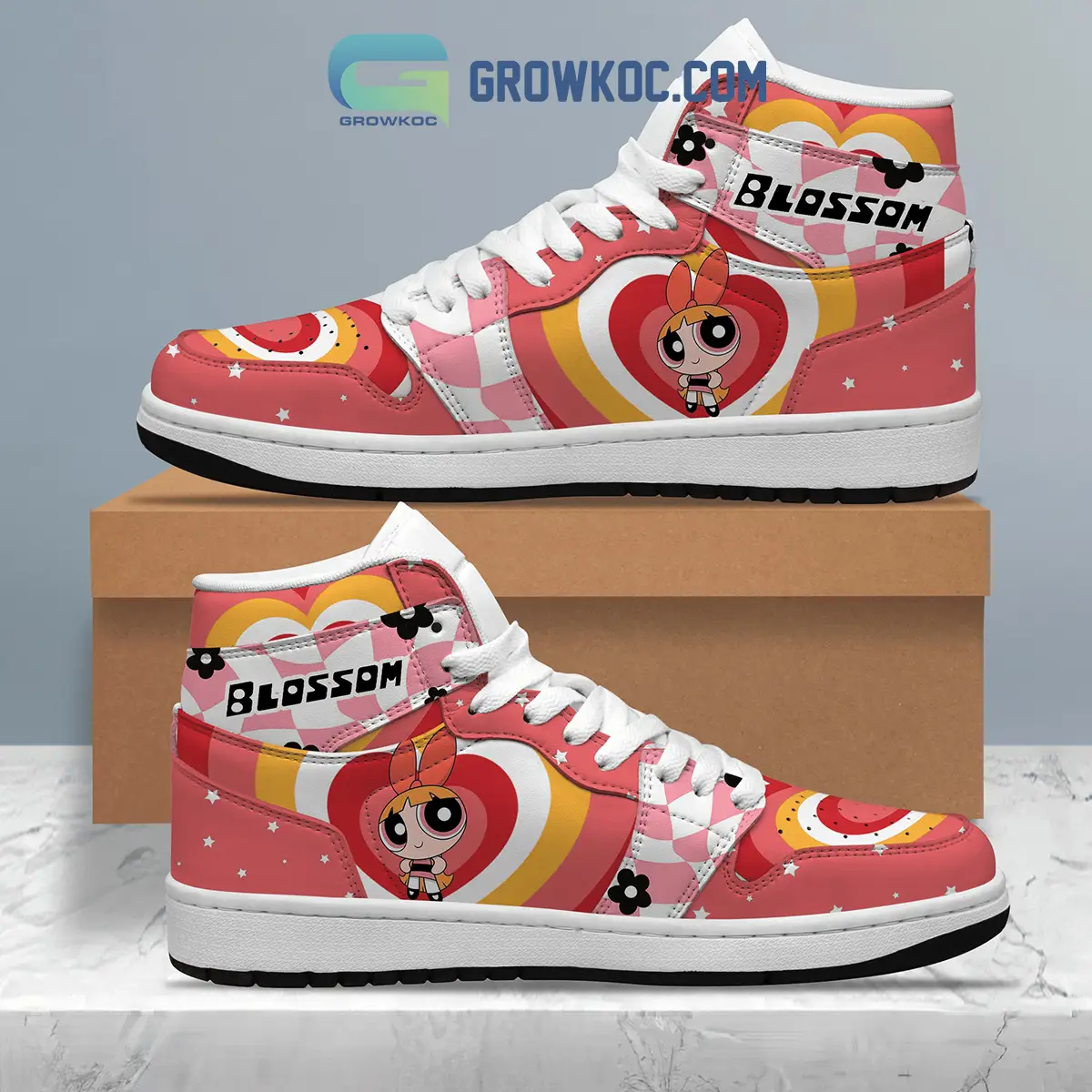 The Powerpuff Girls Blossom Pink Energy Trail Air Jordan 1 Shoes