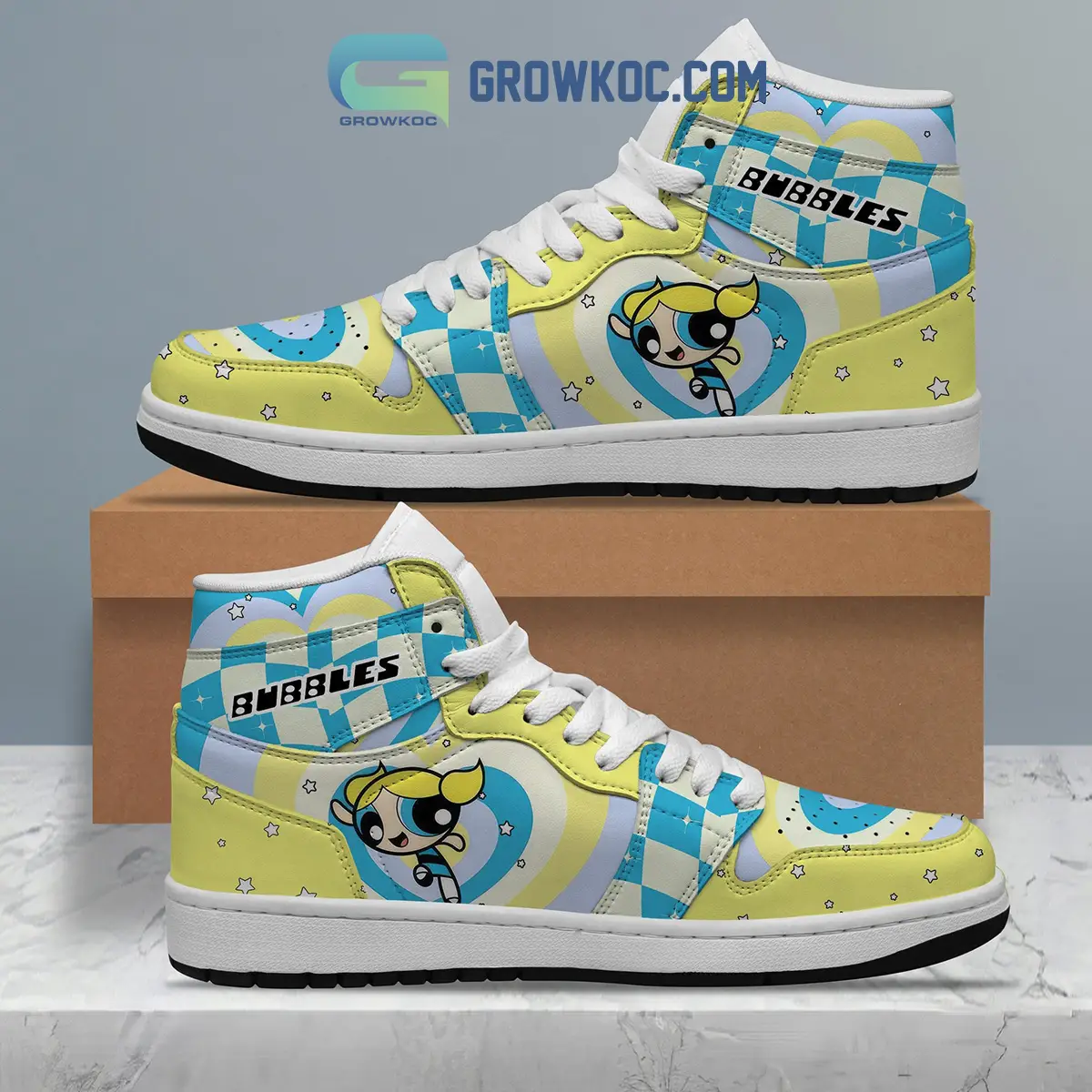 The Powerpuff Girls Bubbles Blue Energy Trail Air Jordan 1 Shoes