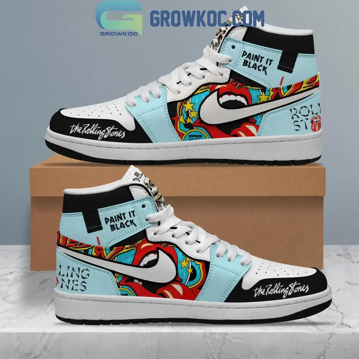 The Rolling Stones Paint It Black Air Jordan 1 Shoes