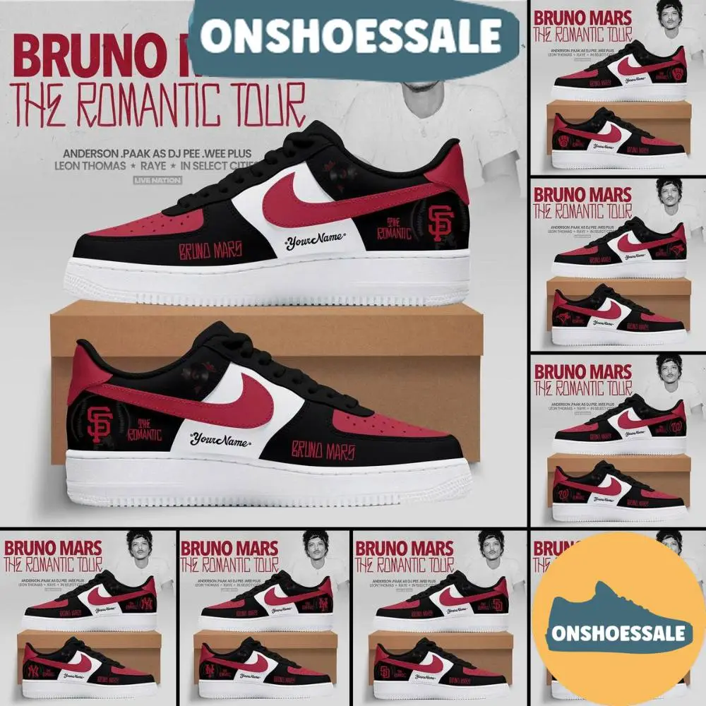 The Romantic Tour 2026 Bruno Mars x All Team MLB Air Force 1 Shoes, Gift For Fans - Best Gift Shoes