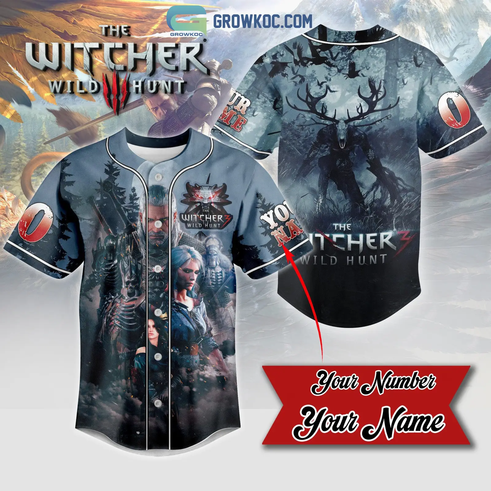 The Witcher Wild Hunt Personalized Baseball Jersey