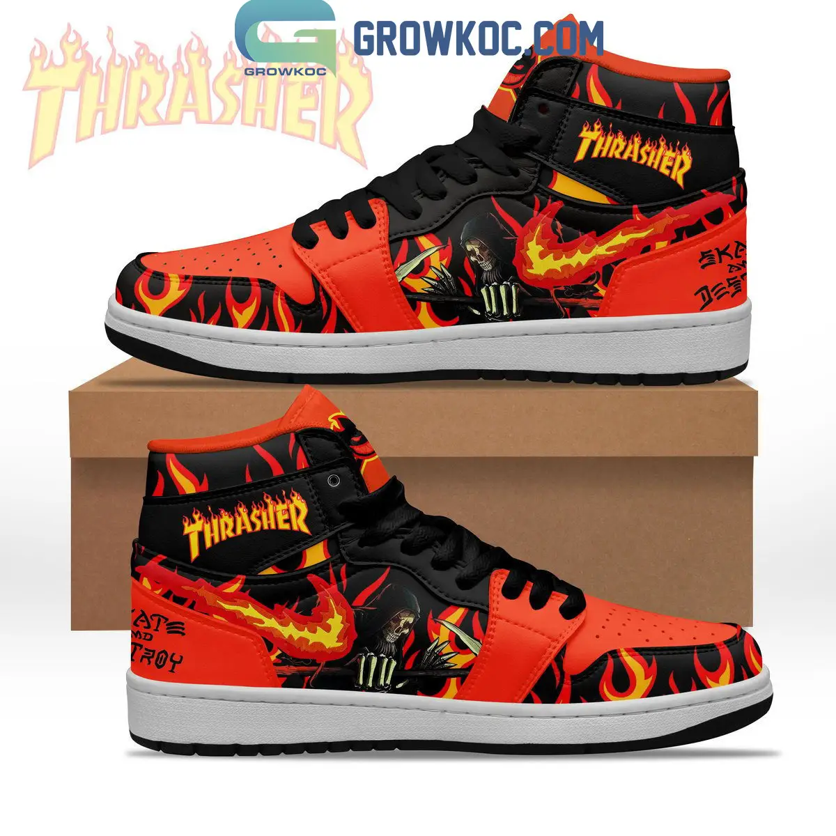 Thrasher Presents Skate And Destroy Air Jordan 1 Shoes