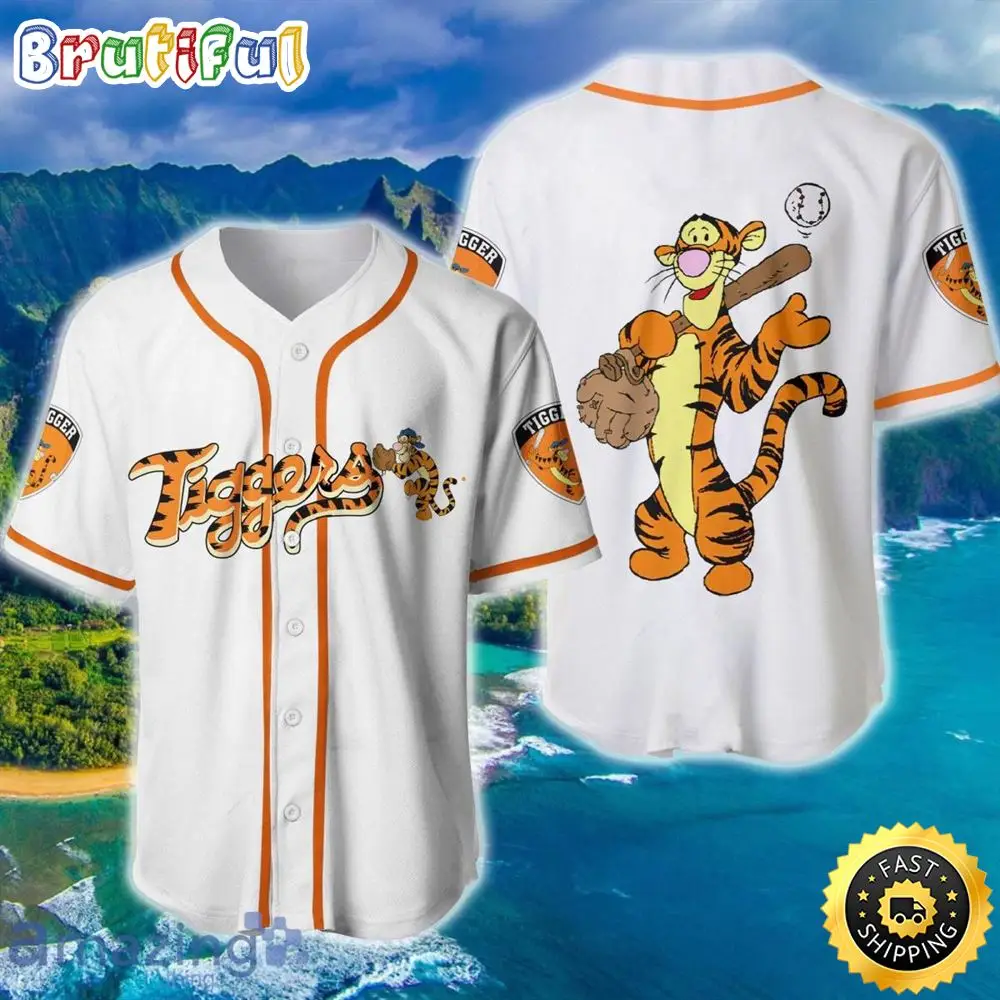 Tigger Winnie Pooh White Orange Disney Baseball Jersey