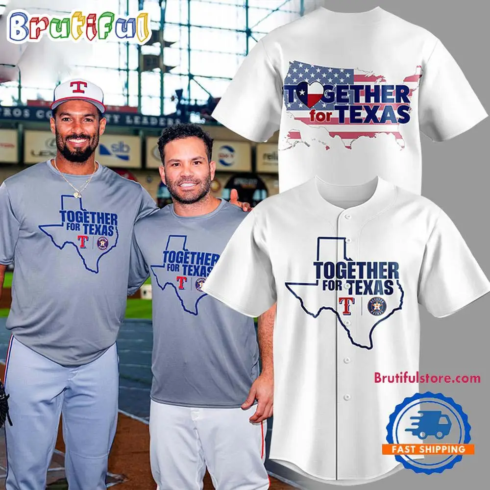 Together For Texas The Astros And Rangers 2025 White Baseball Jersey