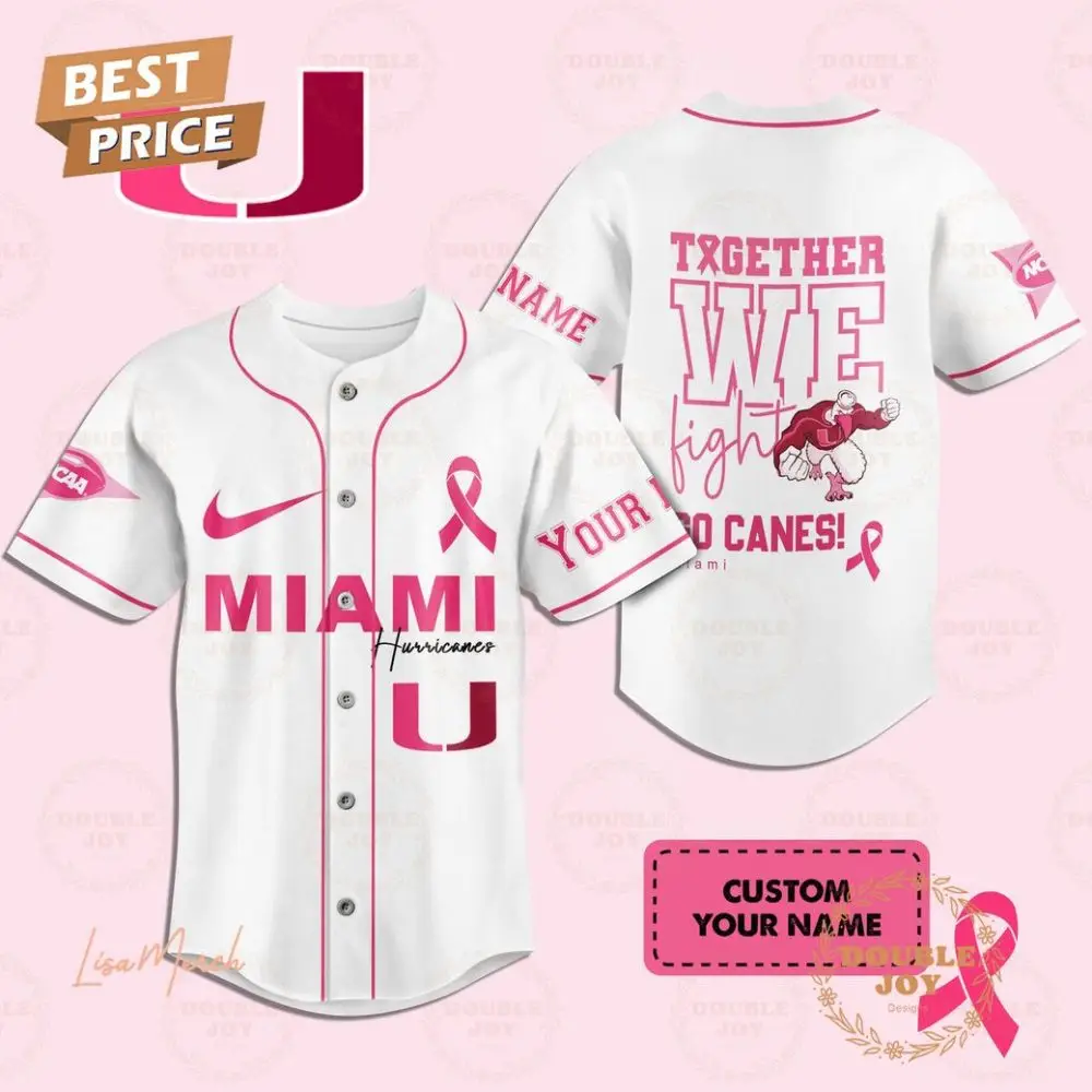 Together We Fight Miami Hurricanes Custom Name Baseball Jersey Together We Fight Miami Hurricanes Custom Name Baseball Jersey - Image 1